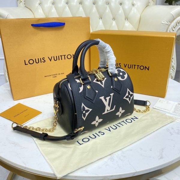 Louis Vuitton Monogram Empreinte Speedy Bandouliere 20 Black/Beige - Image 3