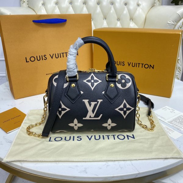 Louis Vuitton Monogram Empreinte Speedy Bandouliere 20 Black/Beige - Image 4