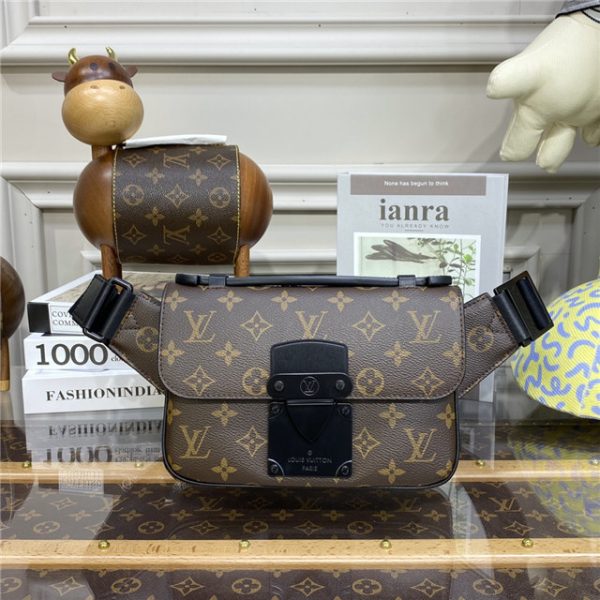 Louis Vuitton S Lock Sling Monogram Macassar Canvas Black - Image 2
