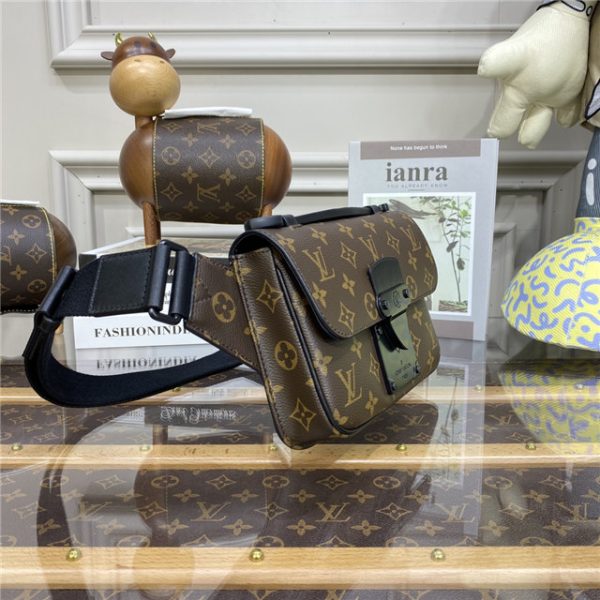 Louis Vuitton S Lock Sling Monogram Macassar Canvas Black - Image 4