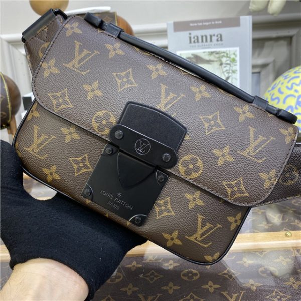 Louis Vuitton S Lock Sling Monogram Macassar Canvas Black - Image 7