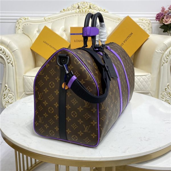 Louis Vuitton Keepall Bandouliere 50 Monogram Macassar Canvas Purple - Image 3