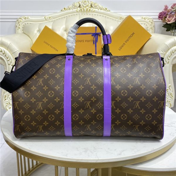 Louis Vuitton Keepall Bandouliere 50 Monogram Macassar Canvas Purple - Image 4
