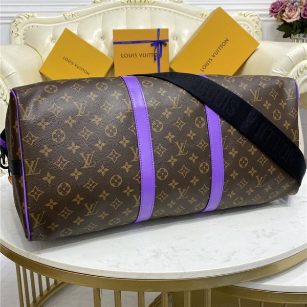 Louis Vuitton Keepall Bandouliere 50 Monogram Macassar Canvas Purple - Image 5