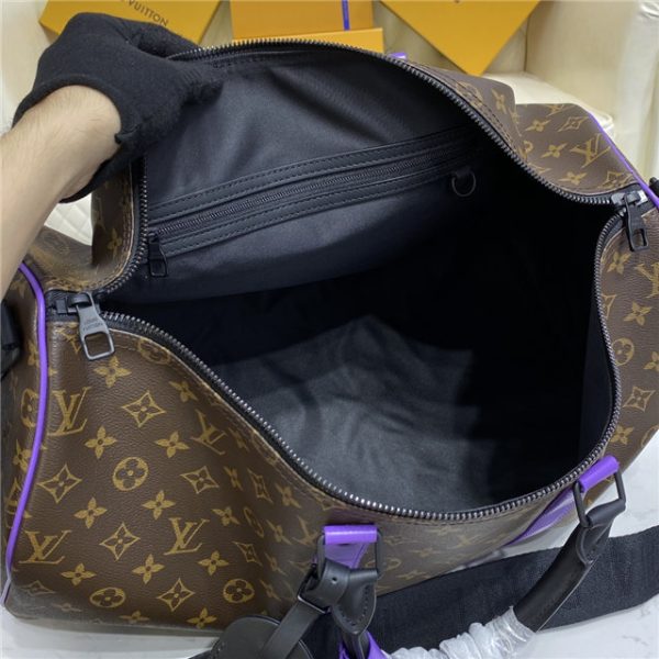 Louis Vuitton Keepall Bandouliere 50 Monogram Macassar Canvas Purple - Image 10
