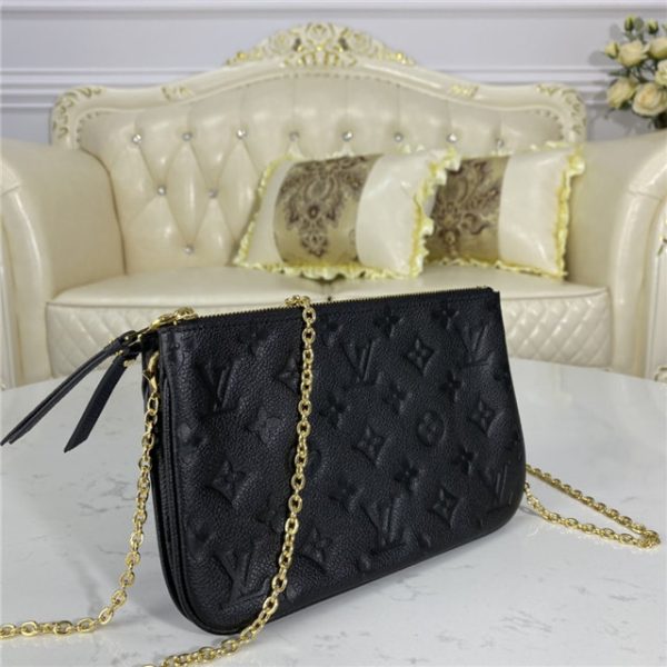 Louis Vuitton Double Zip Pochette Monogram Empreinte Leather Black - Image 3