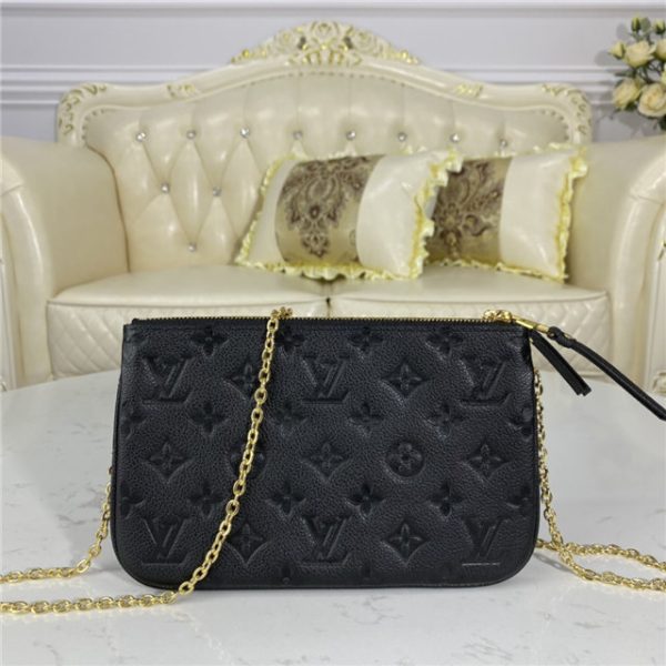 Louis Vuitton Double Zip Pochette Monogram Empreinte Leather Black - Image 4