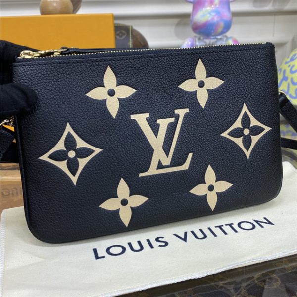 Louis Vuitton Double Zip Pochette Bicolor Monogram Empreinte Leather - Image 5